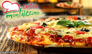 Irresistível! Delicioso rodízio de pizzas salgadas e doces, buffet livre de massas, saladas e sobremesas na Cantina Montalccino em Içara, válido de segunda a quarta