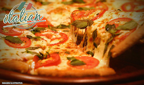 Novidade na região! Pizza Romana grande + Pizza Doce broto na Italian Pizzaria