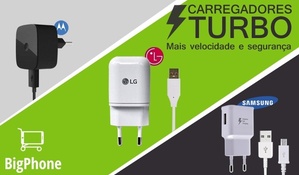 Carregador TURBO Original! Para as marcas Motorola, Samsung e LG, na BigPhone no Centro de Criciúma