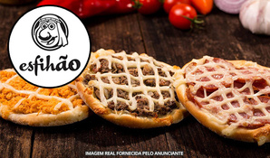 Desde 2005, tradição em primeiro lugar! 2 esfihas salgadas + 1 esfiha doce no Esfihão (17 cm cada), válido de segunda a segunda com consumo ou retirada no local