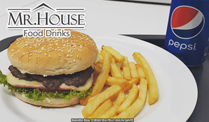 Hambúrguer Tradicional com mini batatas fritas e refrigerante 350ml no Mr. House, válido de quarta a segunda