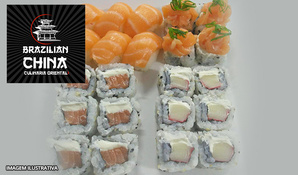 Combinado de sushi com 22 peças no Brazilian China no Criciúma Shopping, válido de segunda a segunda, para consumo no local