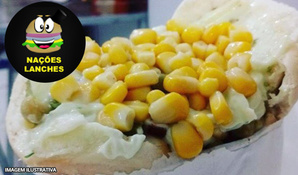Escolha entre: X-Galinha, X-Egg, X-Calabresa, X-Burguer, X-Bacon, X-Pepino, X-Bauru ou X-Dog no Nações Lanches válido de quarta a segunda para consumo no local, retirada ou tele-entrega*