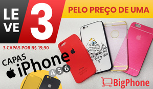 Capas para iPhones modelos 4G, 5G e 6G! Leve 03 pelo preço de 01 com 50% de desconto, na BigPhone no Centro de Criciúma