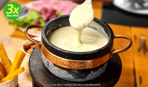AVENIDA CARNES & CIA IÇARA: sequência de fondue tradicional livre, com queijo, carnes e chocolate