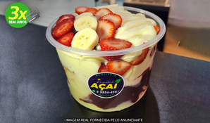 REIZINHO DO AÇAÍ: 1kg de açaí com uma porção de morango, banana e creme de leite ninho