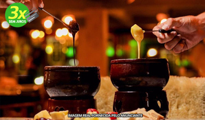 MONTBLANC RESTAURANTE: sequência de fondue com queijos, carnes e chocolate no centro de Gramado