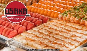 Buffet livre completo de sushis com uma enorme variedade, pratos quentes e yakisobas no Osaka Sushi Bar, válido de segunda a segunda