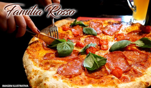 Rodízio de pizzas, buffet Livre com massas, risotos, carnes, acompanhamentos, frios, saladas e sobremesas na Pizzaria Família Rosso, válido de terça a sexta*