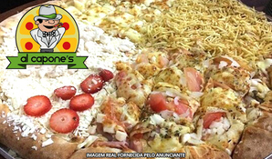 Para toda a família! Pizza gigante 16 fatias na Alcapone's Pizzaria da Grande Próspera para consumo ou retirada no local