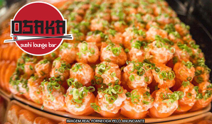 Buffet livre completo de sushis com uma enorme variedade, pratos quentes e yakisobas no Osaka Sushi Bar no centro de Criciúma, válido de segunda a segunda