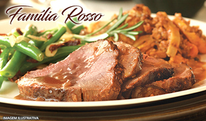 Almoço de domingo garantido! Buffet Livre de carnes, massas, risotos, acompanhamentos, frios, saladas e sobremesas no Restaurante Família Rosso