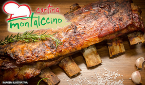 Almoço buffet livre com costela 12 horas, carnes, massas, saladas e sobremesas na Cantina Montalccino em Içara, válido aos domingos