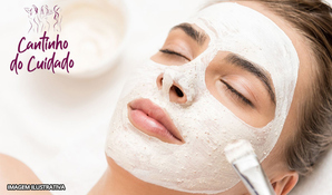 Limpeza de pele profunda, com extração de cravos, espinhas e milium, hidratação facial e aplicação de argila no Cantinho do Cuidado, válido de segunda a sexta
