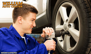 Direção perfeita para o seu carro! Balanceamento nas 04 rodas e geometria, rodízio de pneus com check up de suspensão escapamento e freios no William Auto Center