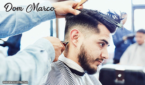 Homem também cuida do seu visual! Combo corte de cabelo, barba ou ambos no Dom Marco Barbearia, válido de segunda a sexta