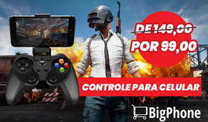 Controle para jogar seus games no smartphone na BigPhone no Centro de Criciúma, válido de segunda a sexta