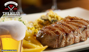 Qualidade em primeiro lugar! Bife de chorizo angus com acompanhamentos para 2 pessoas + 1 chopp Heineiken no The Bulls, válido de terça a quinta para consumo no local