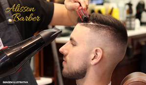 Trato no visual! Corte de cabelo no Alisson Barber com atendimento a domicilio, válido de terça a sábado