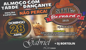 Almoço com tarde dançante! Buffet livre com churrasco, acompanhamentos e saladas com diversas atrações no Sítio do Bernard's, válido exclusivamente aos domingos