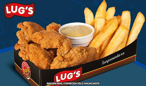 Você não vai resistir! Barca de frango com batata belga + molho na Lug's, válido de segunda a segunda para consumo ou retirada no local