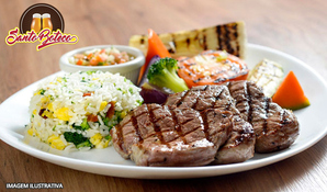 Almoço sistema buffet livre com uma enorme variedade de carnes, massas e saladas na Choperia Santo Boteco no Nações Shopping, válido de segunda a sexta