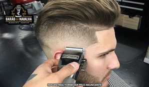 Super combo de corte de cabelo e barba no Barão da Navalha, incluso a primeira bebida por conta da casa, válido de segunda a quinta a partir de R$ 23,99