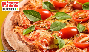 Acabe com sua fome com pizza! Pizza gigante de 16 fatias na PizzBurger no centro de Criciúma, válido de domingo a quinta para retirada no local