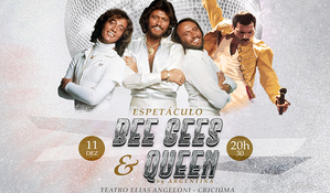 Ingresso para curtir o espetáculo Bee Gees & Queen by Argentina, uma fantástica viagem aos anos 70 e 80 dia 11 de dezembro quarta-feira às 20h30m, no Teatro Elias Angeloni
