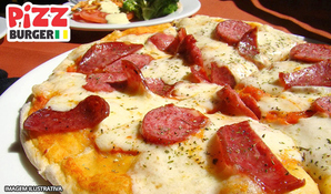 Que tal uma pizza pra hoje?! Pizza média 30cm na PizzBurger no centro de Criciúma, válido de segunda a sexta para retirada no local