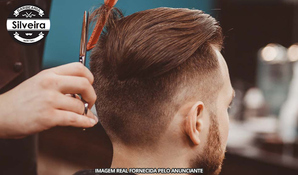 Trato no visual! Corte de cabelo masculino na Barbearia Silveira em anexo ao Posto Cidade, válido de segunda a sábado