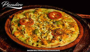 Pizza broto 25cm com 6 fatias na Pizzaria Pizzadoro, válido de terça a domingo para retirada no local ou tele-entrega*