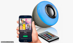 SA ELETRÔNICOS E SMARTPHONE: lâmpada led com Bluetooth e caixa de som com controle remoto em até 12 vezes no cartão* válido de segunda a sábado