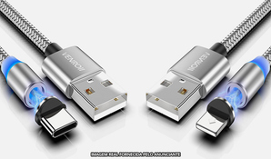 ALL SHOP: cabo magnético para Celular Android (USB-C) ou iPhone (Lightning), válido de segunda a sábado com entrega grátis para região de Criciúma