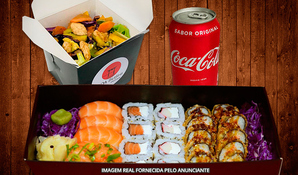 ODA SUSHI DELIVERY: combo de combinado de sushi com 24 peças, yakisoba e 1 refrigerante, válido de terça a domingo para retirada no local ou tele-entrega*