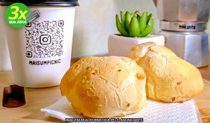 MAIS UM PICNIC: cappuccino achocolatado + 2 pães de queijo para retirada no local ou entrega