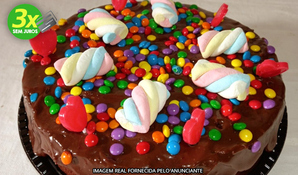 DELÍCIAS DA MAMMA: kit festa para 5 pessoas com bolo de chocolate e cobertura de brigadeiro + 60 salgados fritos