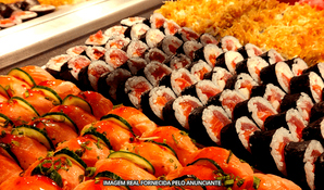 JENSAI SUSHI: buffet livre de sushis, entrada e hots salgados e doces na mesa ou especial livre, entrada, hots salgados e doces na mesa e 10 peças de sashimi ou temaki