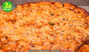 CLAUB'S LANCHES: pizza gigante de camarão com 45cm e 16 fatias mais borda recheada de chocolate preto ou branco