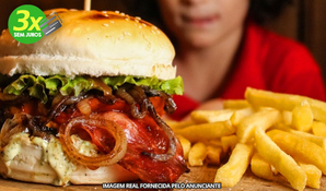 CLAUB'S LANCHES: hambúrguer grelhado OU hambúrguer de costela grelhado na churrasqueira mais batata frita