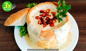 BISTROT 360º CAFÉ E RESTOBAR: sopa no pão com sabor tradicional, especial ou premium
